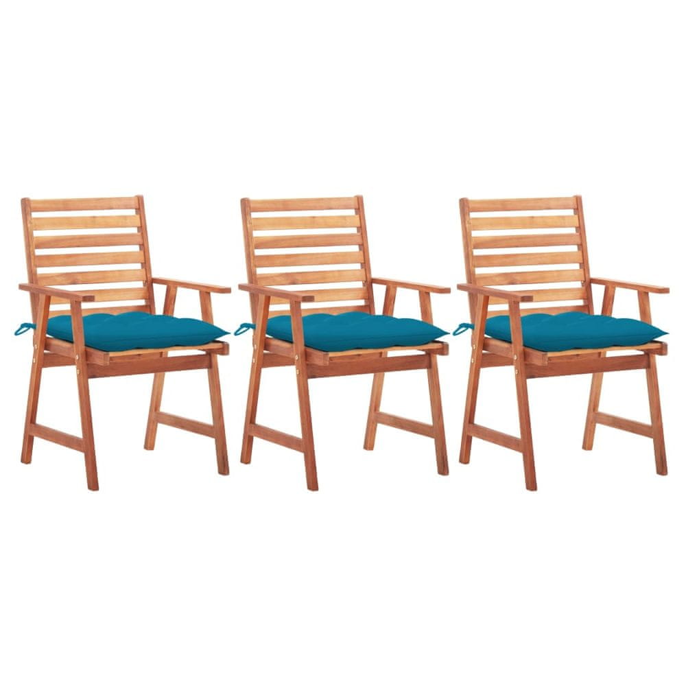Vidaxl Vonkajšie jedálenské stoličky s podložkami 3 ks masívna akácia
